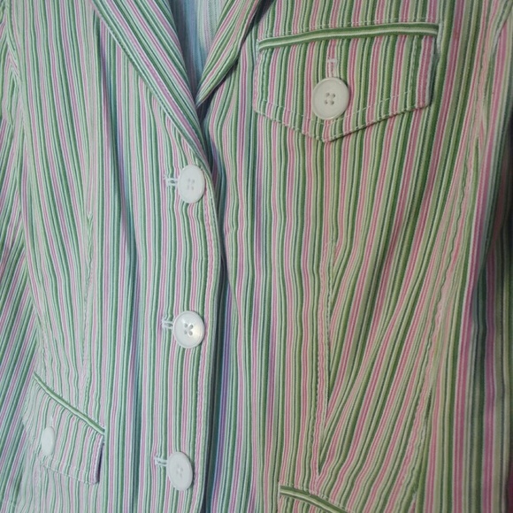 LOFT 8 Pink Green Striped Jacket - Picture 3 of 5